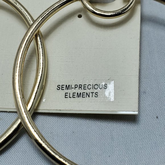 Macy's Large bohemian gold hoop earring with semi-precious stone - Picture 3 of 5